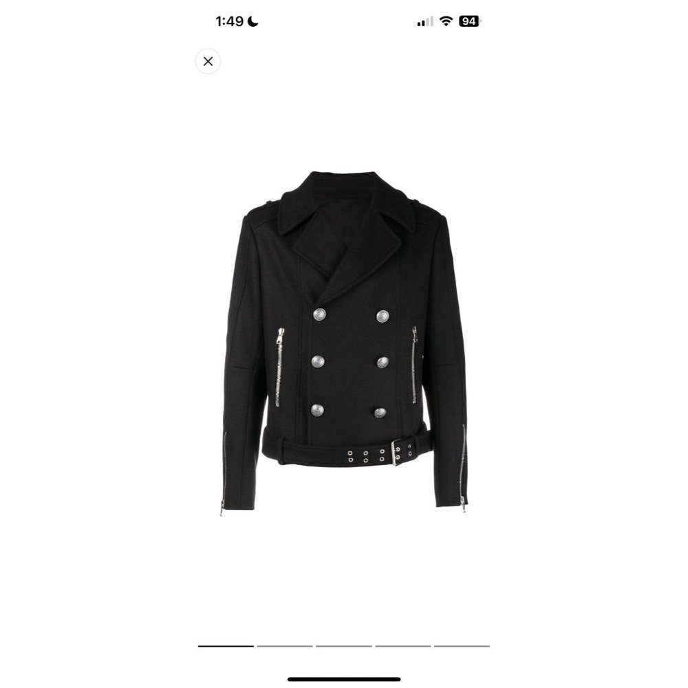 Balmain Double Breasted Biker Peacoat/Blazer
